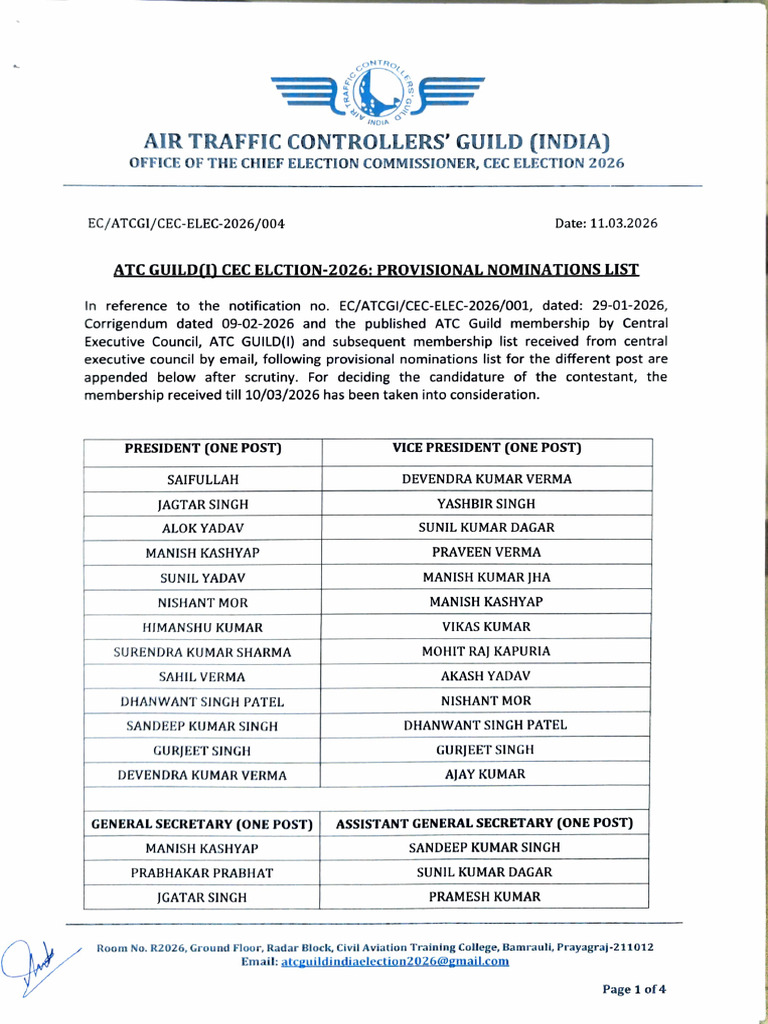 Provisional Nomination List CEC Election 2026 | PDF