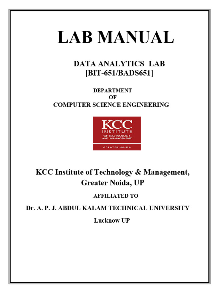 Data Analytic Lab Manual | PDF | Data Analysis | Analytics