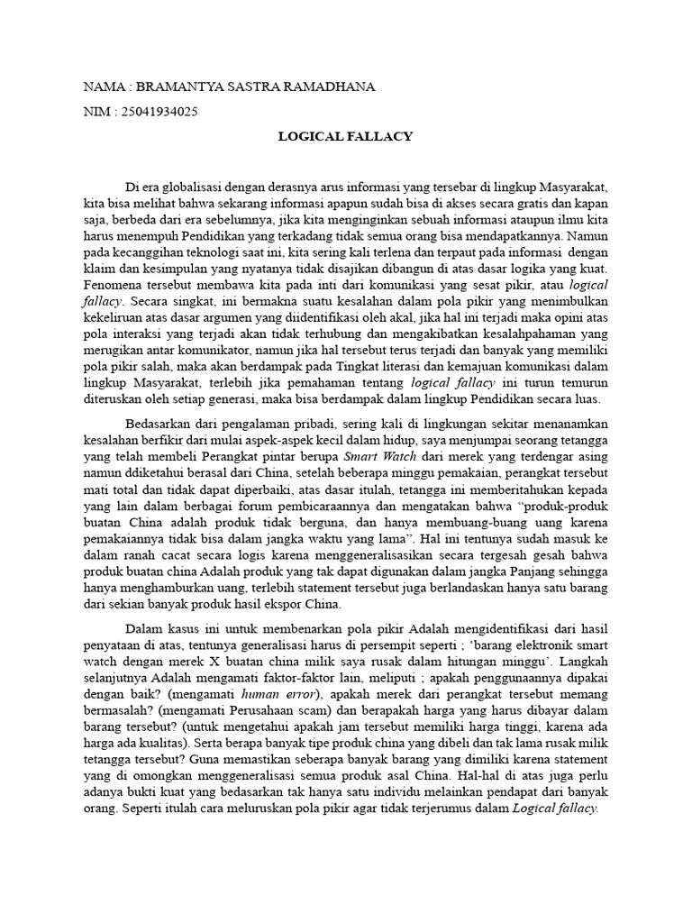 Logical Fallacy | PDF