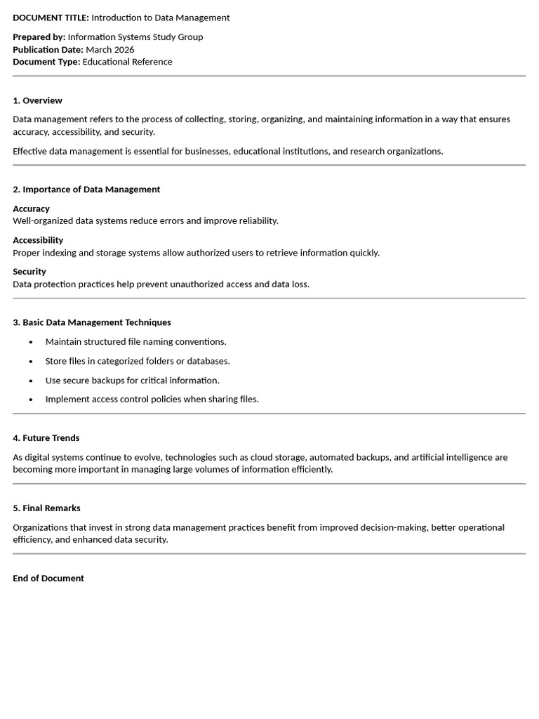 Introduction to Data Management | PDF