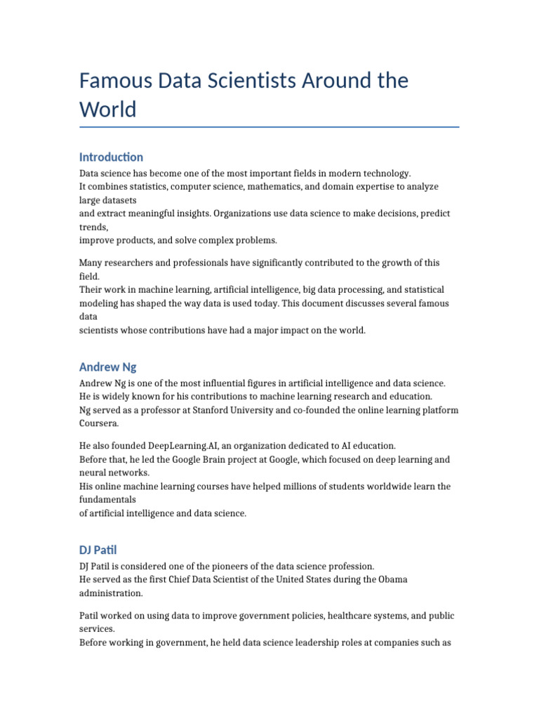 Famous Data Scientists | PDF | Data Science | Artificial Intelligence