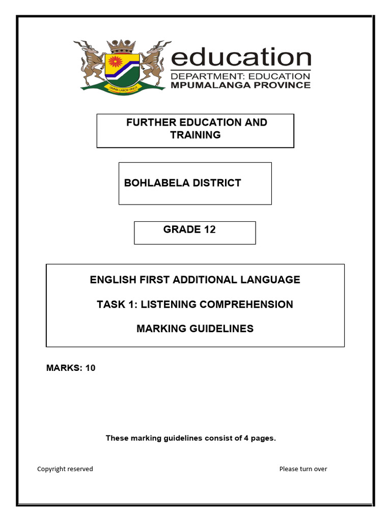 MG Task 1 Listenening Comprehension Grade 12 2026 | PDF | Behavior ...