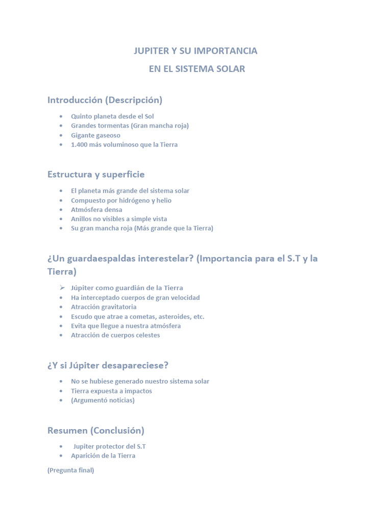 Jupiter y Su Importancia en El Sistema Solar - Copia | PDF