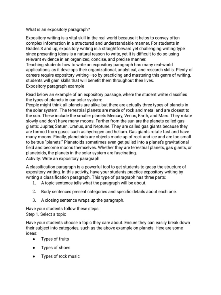 What Is An Expository Paragraph | PDF | Planets | Solar System