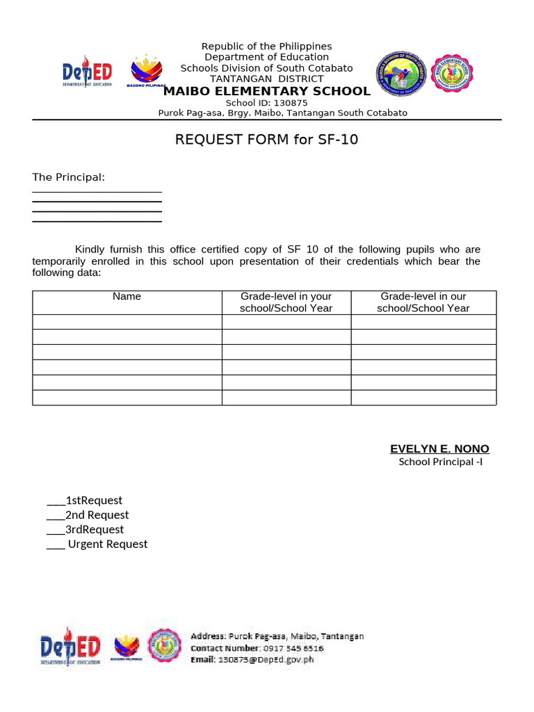 SF 10 - Request Form New | PDF