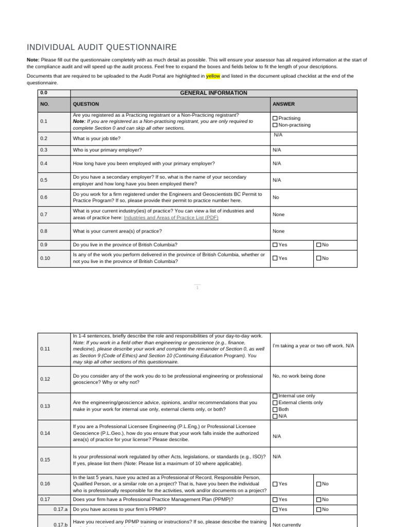 Questionnaire | PDF | Regulatory Compliance | Quality Management System