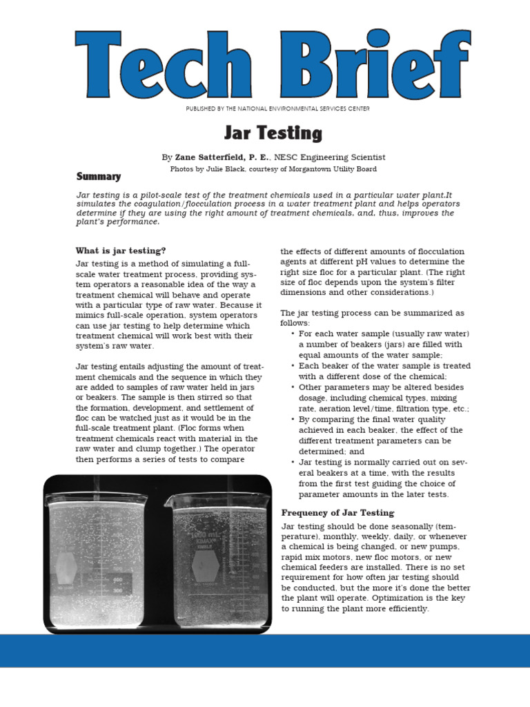 Jar Testing | PDF | Water Purification | Chemistry