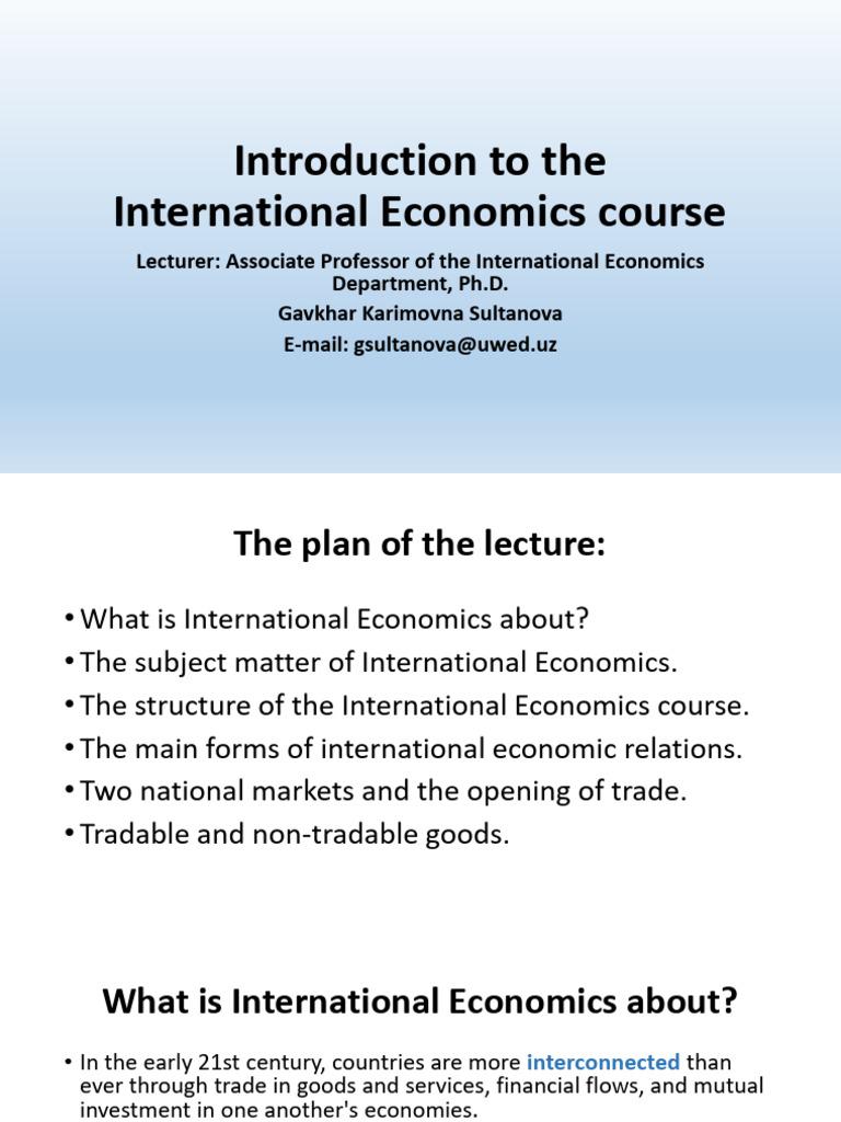 Introduction To The International Economics Course | PDF | Economics ...