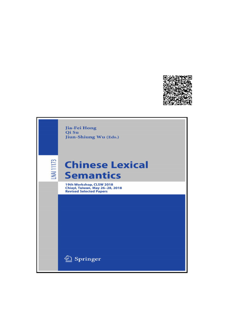 Chinese Lexical Semantics 19th Workshop CLSW 2018 | PDF | Convoy | Word