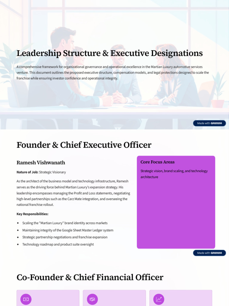 Leadership Structure and Executive Designations | PDF | Governance ...