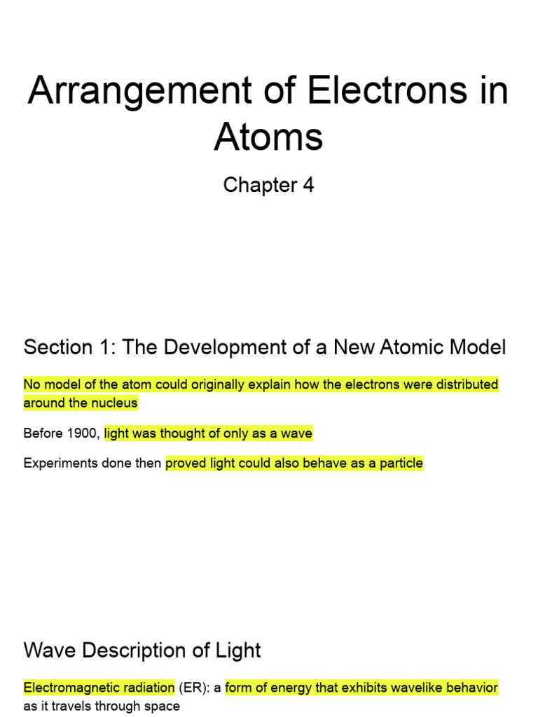 CH 4 Notes-Key (Highlighted) | PDF | Atomic Orbital | Light