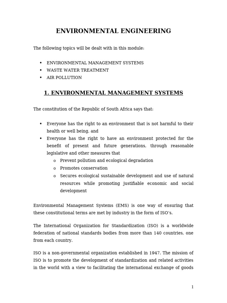 Environmental Engineering | PDF | Sewage Treatment | Water Pollution