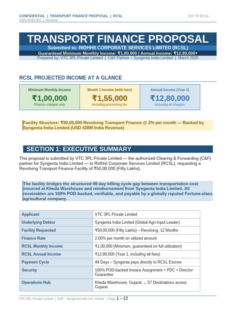 RCSL Transport Finance Proposal v2 | PDF | Payments