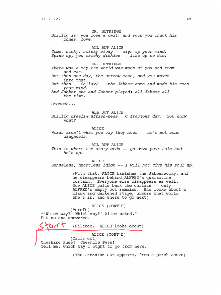Alice by Heart Callbacks Side 2 | PDF