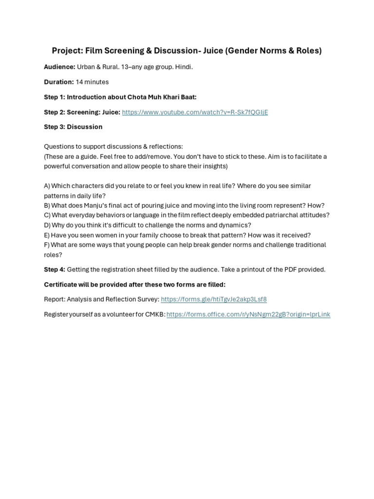 CMKB Pravah Film Screening Project | PDF | Equality Rights | Gender ...