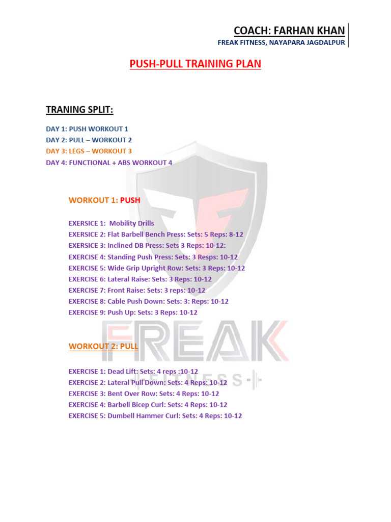 Push Pull Training Plan | PDF