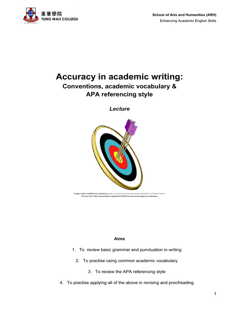 L2 - Conventions, Academic Vocabulary and APA Referencing Style | PDF ...