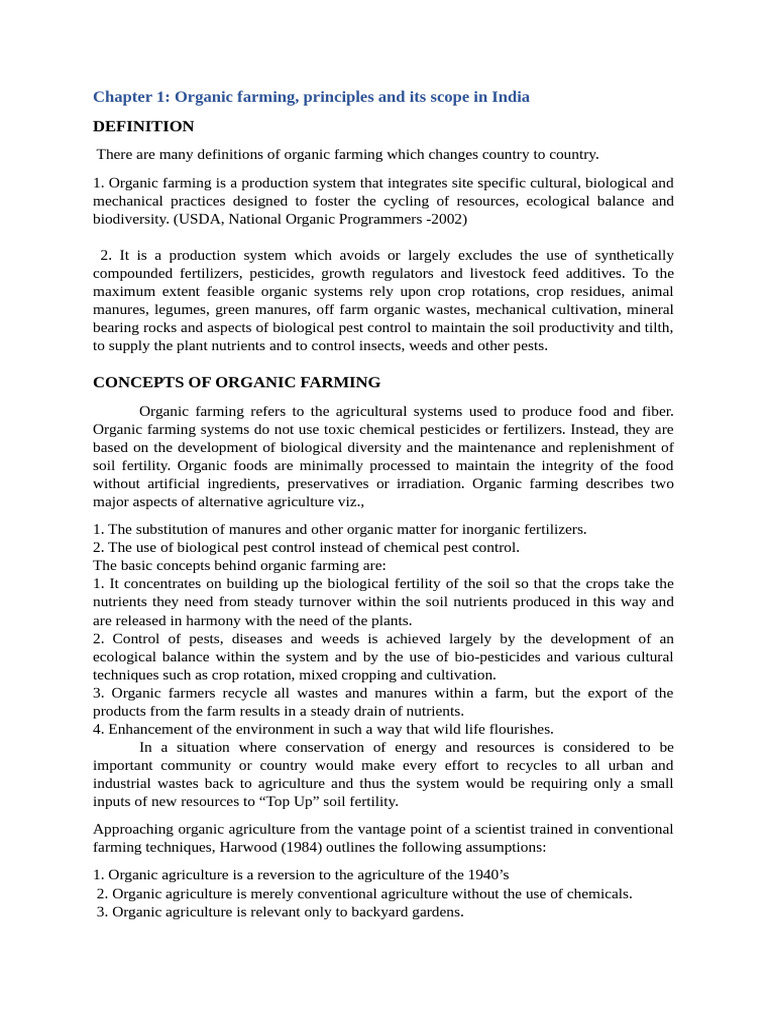 Chapter 1 Organic Farming | PDF | Organic Farming | Agriculture