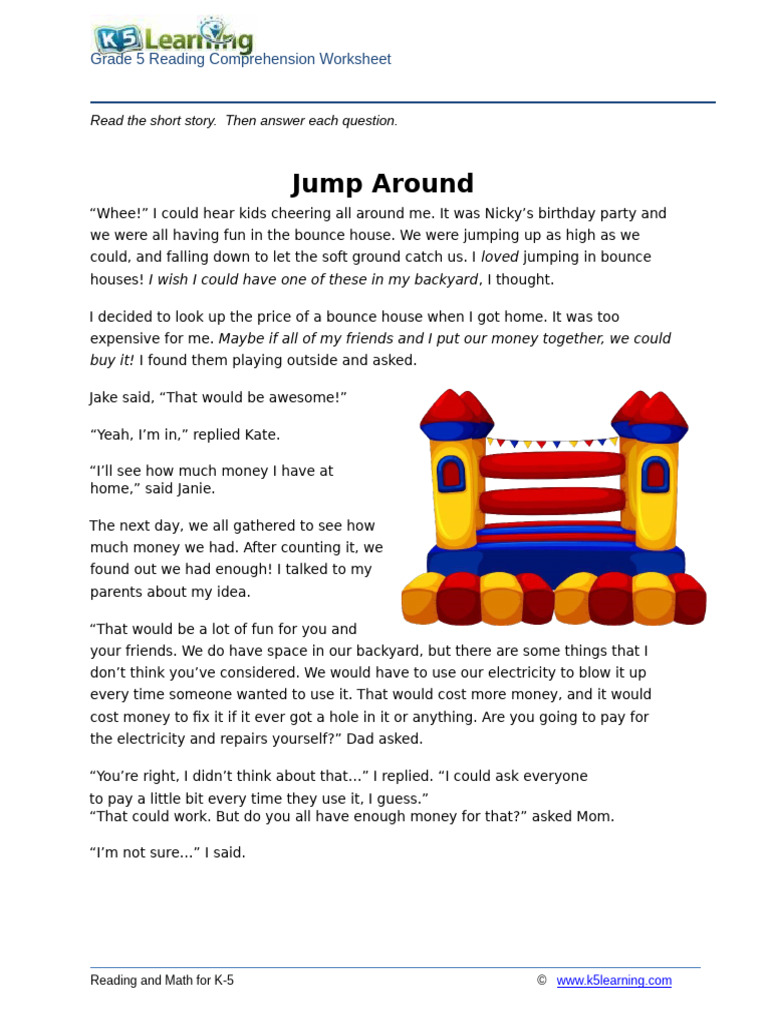 5th Grade 5 Reading Jump Around | PDF