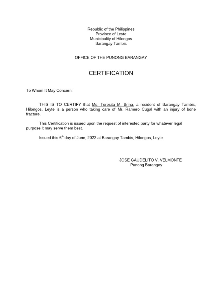 Certificate Injury | PDF