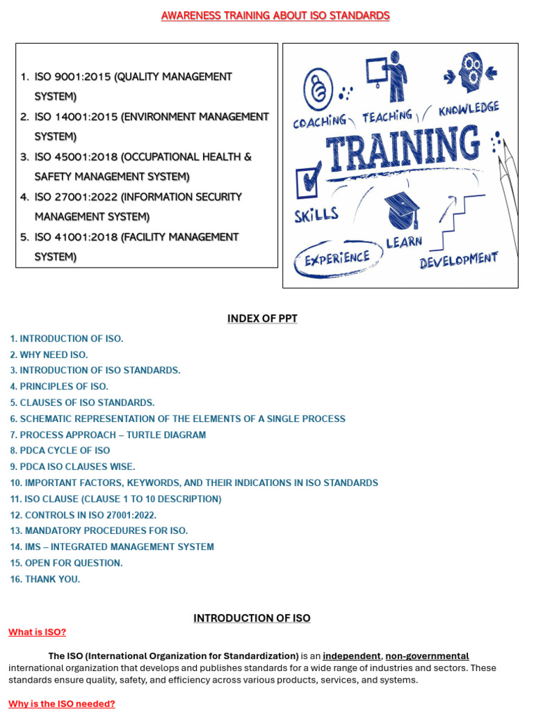 ISO Standards Training | PDF | Quality Management | Audit