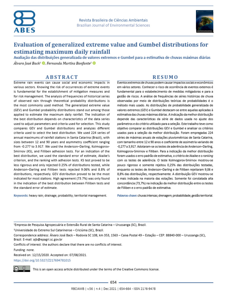 Evaluation of Generalized Extreme Value and Gumbel | PDF | Statistical ...