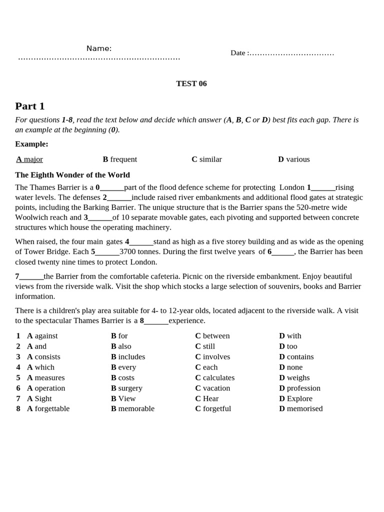 ( OFFLINE ) FCE Reading and Use of English - Practice Test 6 | PDF ...