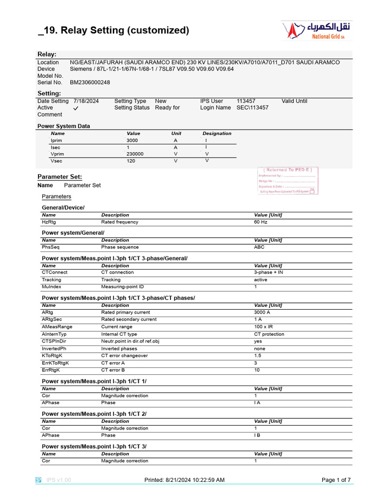 Jaf 230kv Aramco-jaf Bsp-7sl87 Line-1 1 | PDF | Manufactured Goods ...
