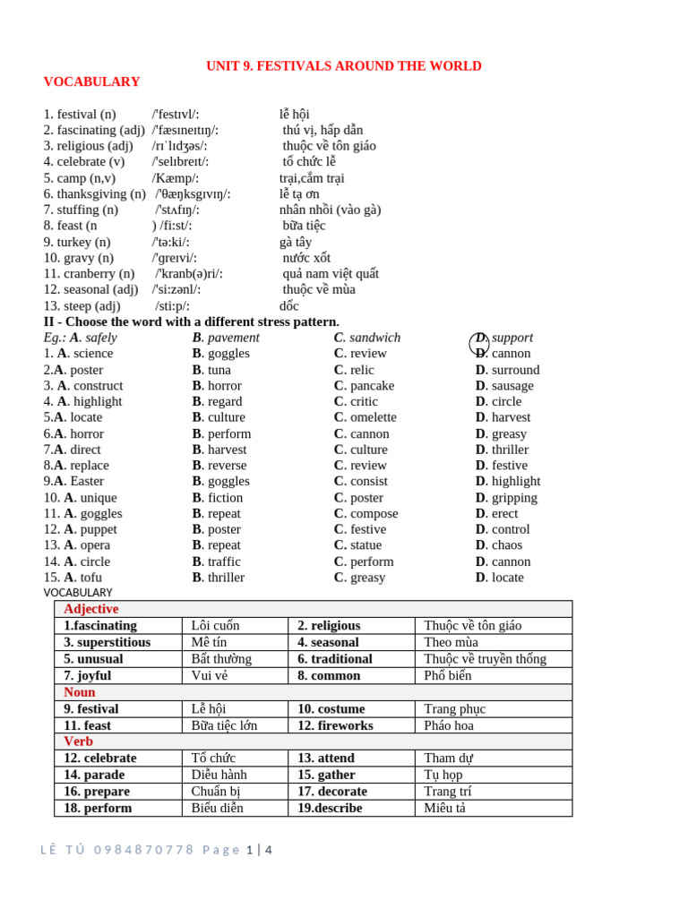 UNIT 9 GLOBAL 7 HS | PDF | Festival | Linguistics