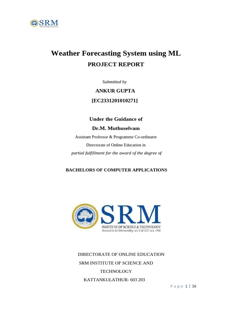 Weather Forecasting System Using ML | PDF | Machine Learning | Weather ...