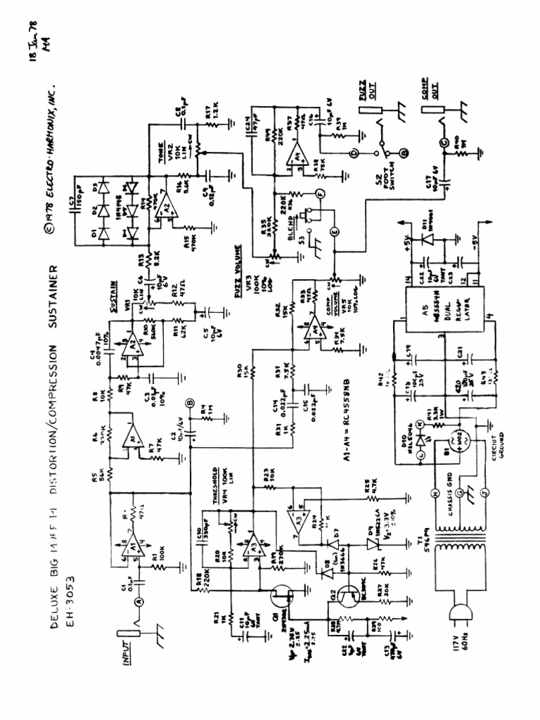 Electro Harmonix Deluxe Big Muff Pi Schematic | PDF