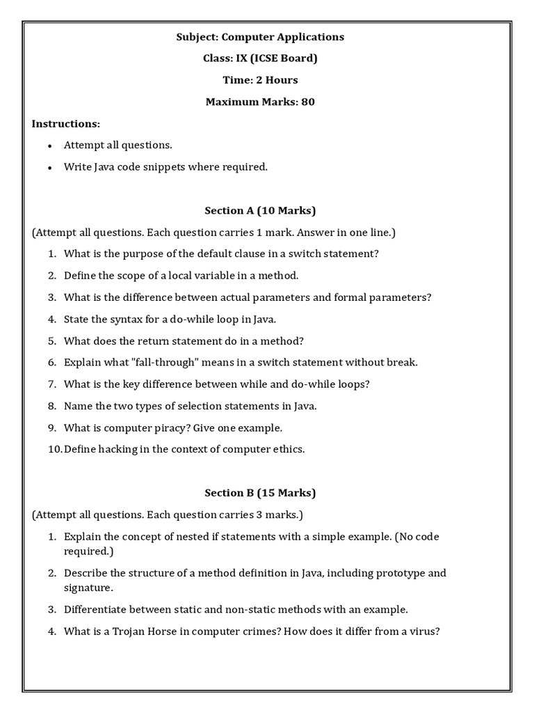Computer Application Mock Test | PDF | Control Flow | Software Engineering