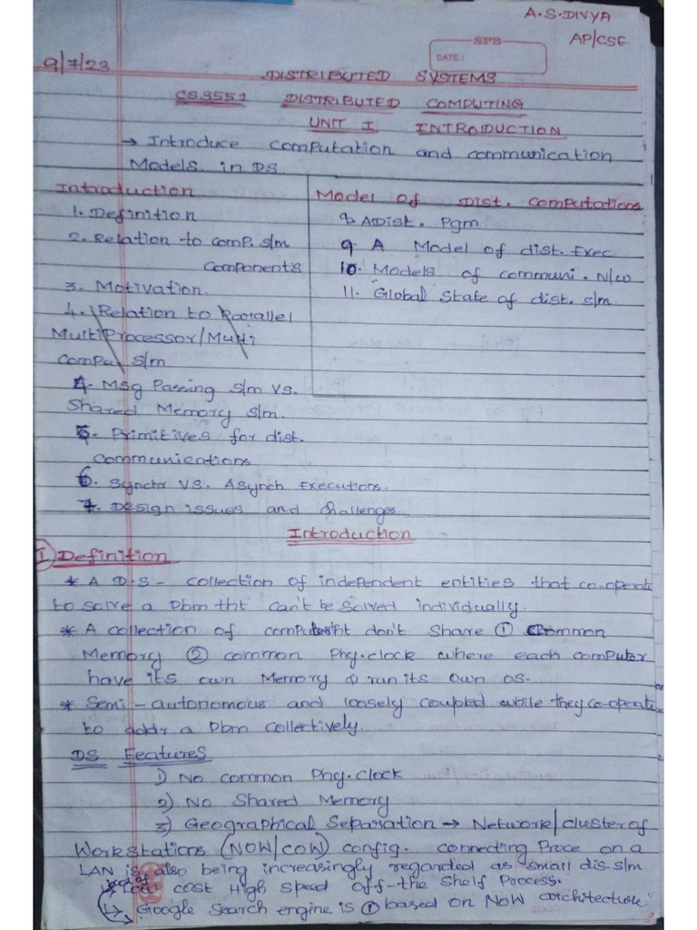 CS3551 DC 5units Handwritten Notes | PDF