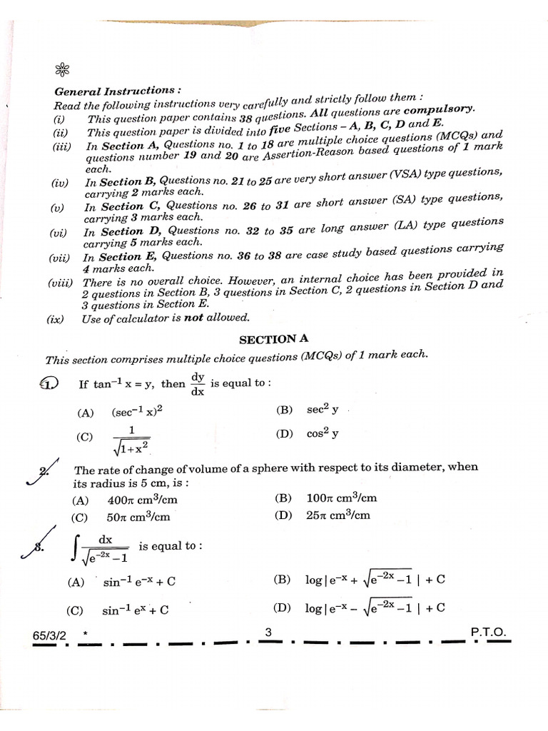 Maths Question Paper | PDF