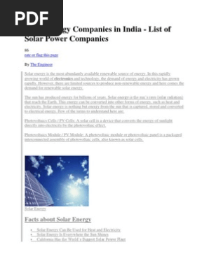 Solar Energy Companies In India Photovoltaics Solar Panel