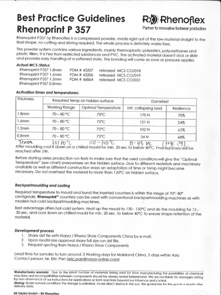 Rhenoprint P357 Practice Guidelines - Counter | PDF