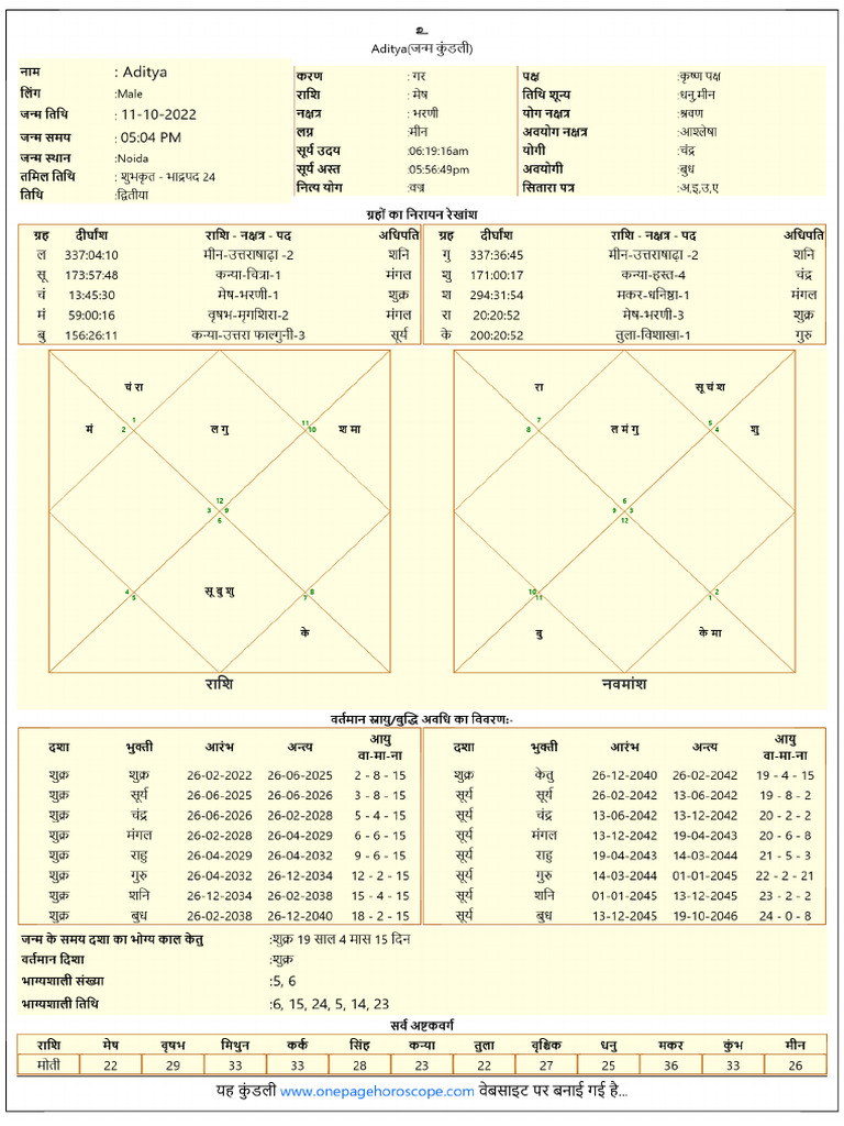 Janam Kundli Sample | PDF