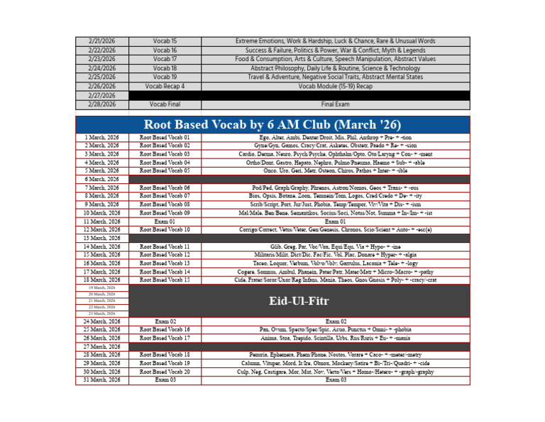 6 AM Club - March Routine | PDF