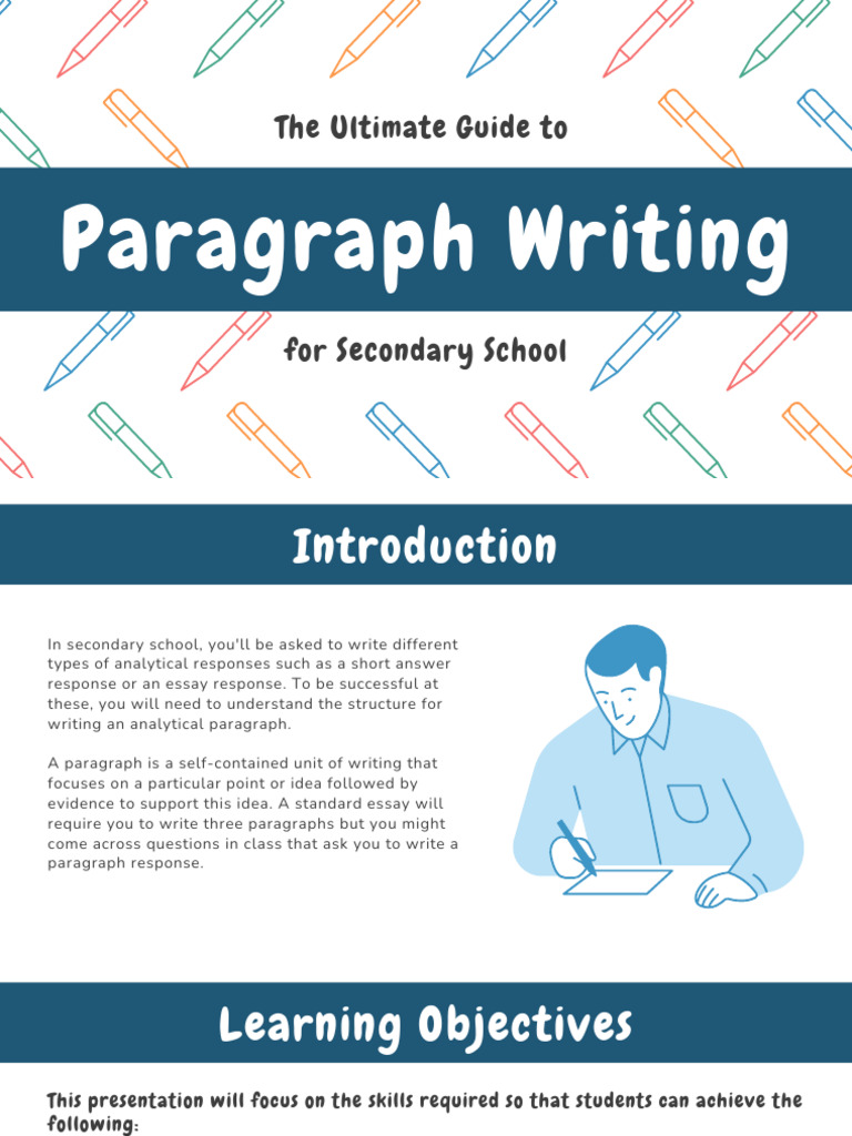 English Paragraph Writing Structure Presentation in Blue Simple Style ...
