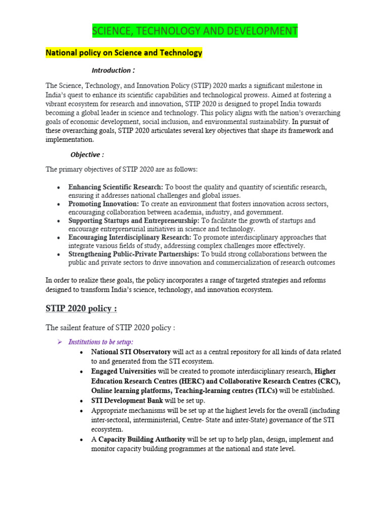Science and Technology and Development | PDF | Treaty On The Non ...