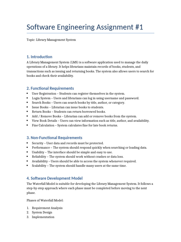 Library Management System Assignment | PDF