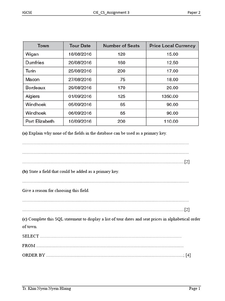 CIE CS Paper 2 Assignment 3 | PDF | Sql | Information Technology