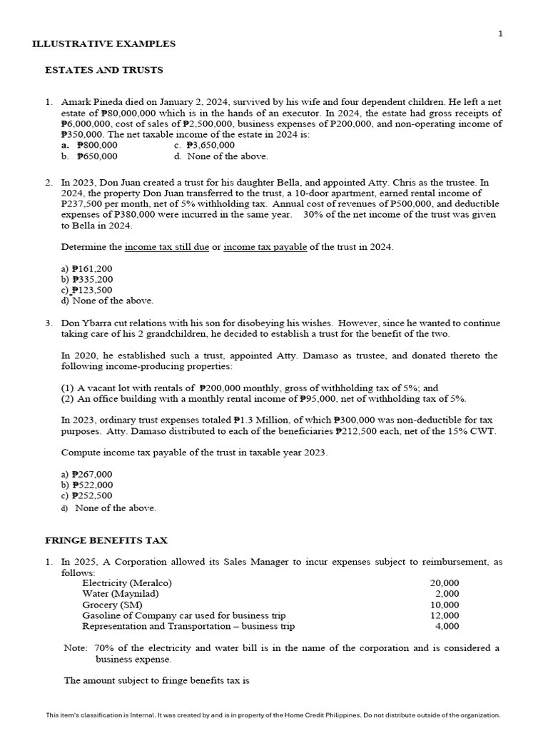Feb 28 Session-Illustrative Examples | PDF | Tax Deduction | Expense