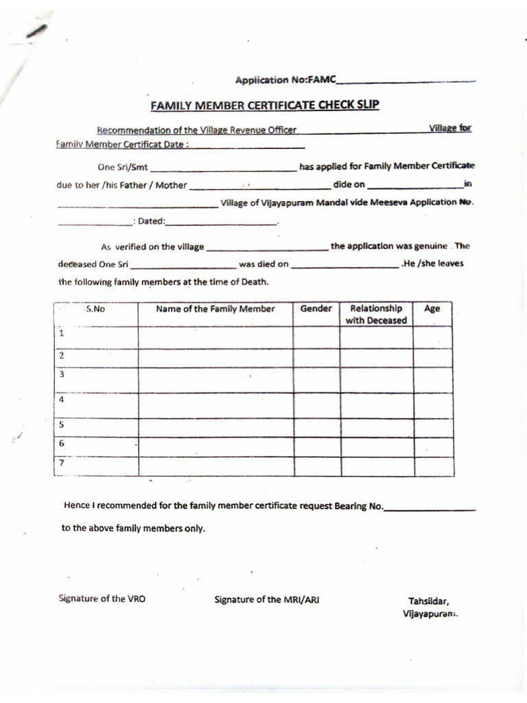 Family Member Check List | PDF