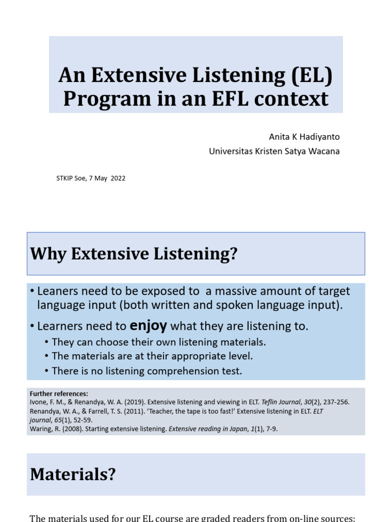 An Extensive Listening (EL) Program in An EFL Context | PDF