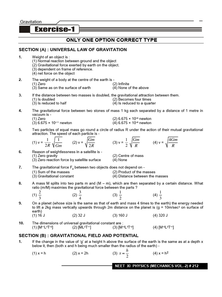 Exercise 1 To 4 | PDF | Orbit | Mass