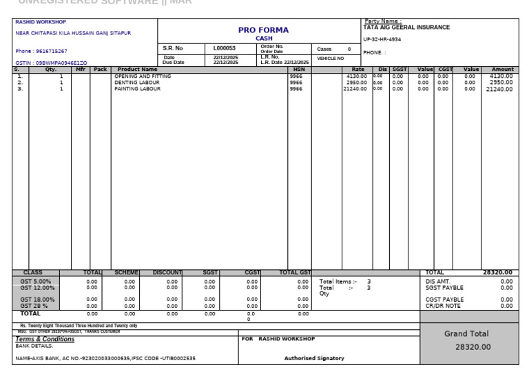 Estimate Tata Aig Proforma | PDF | Public Administration | Trade