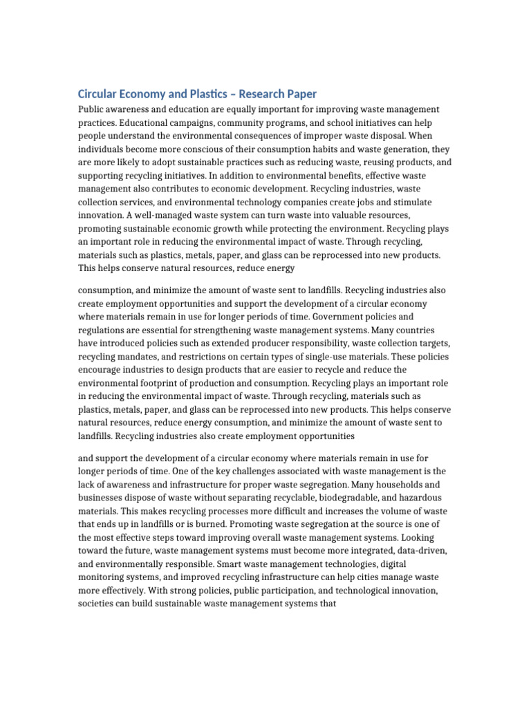 Circular Economy Plastics 2800 | PDF | Waste Management | Recycling