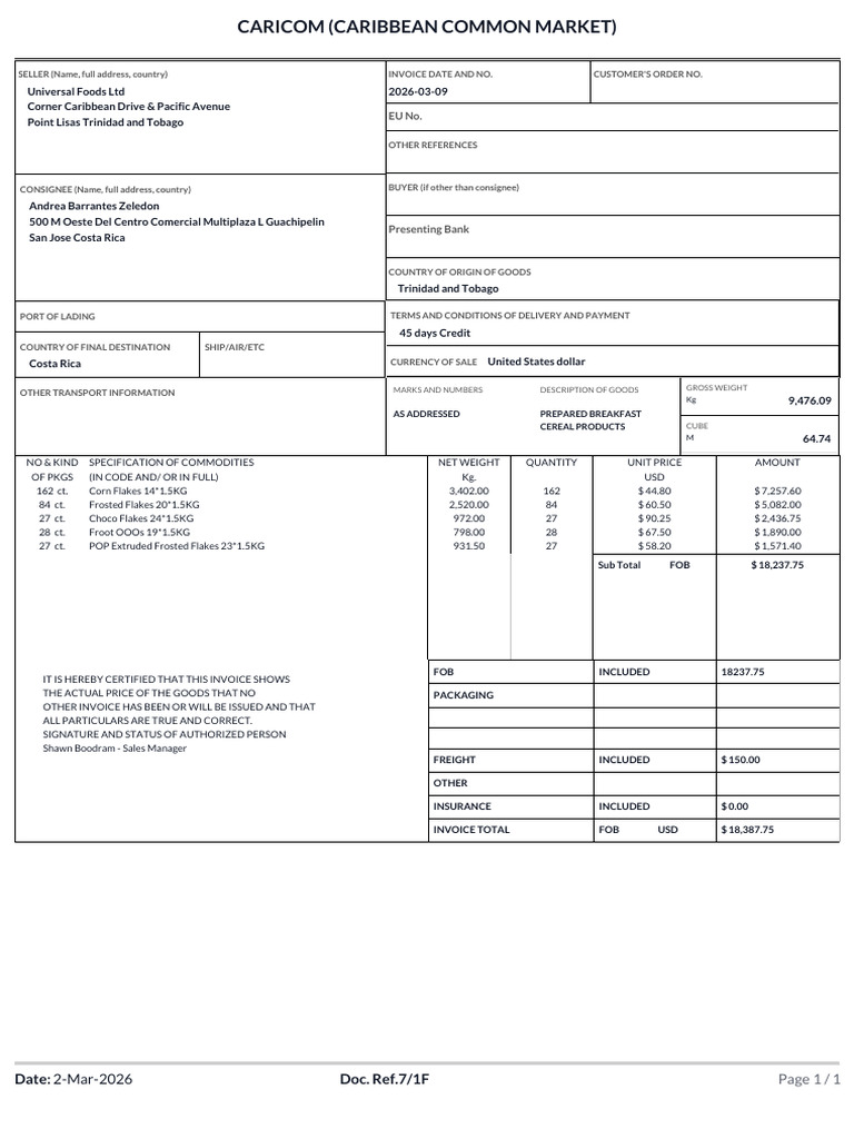 CARICOM Invoice - False (1) | PDF