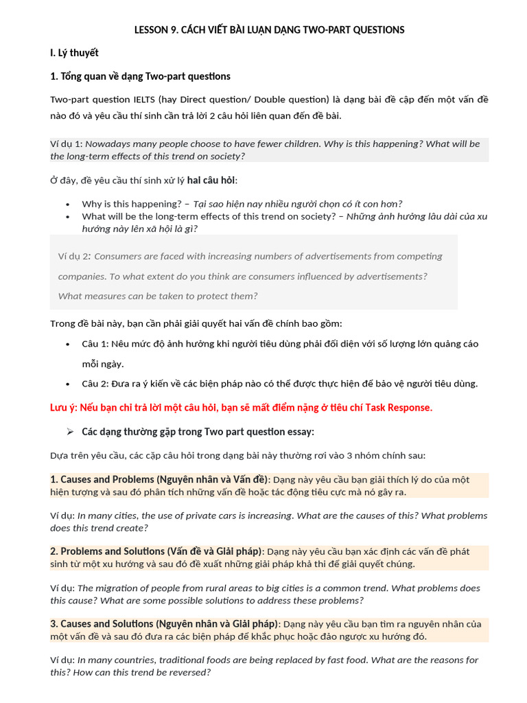 Lesson 9_cách Viết Dạng Two-part Questions_sts | PDF